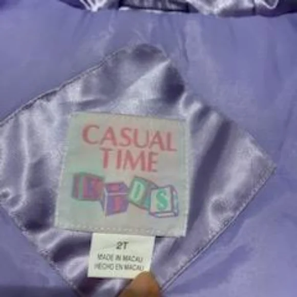 [NWOT] Casual Time Girl's Faux Fur Trim Winter Hoodie Jacket Purple - Size 2T